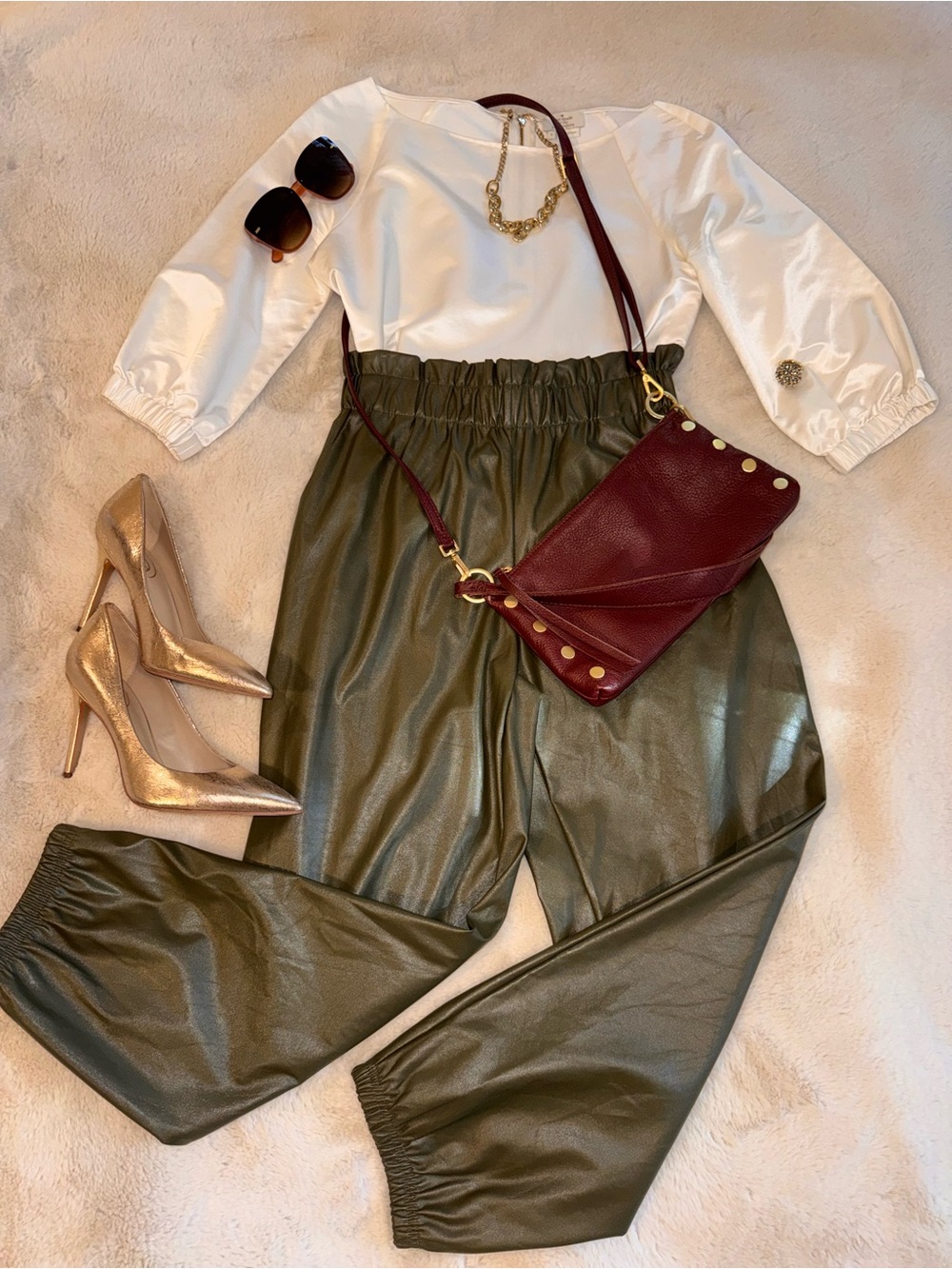 Kate Spade Cream Satin Detail Blouse Elegant Minimal Chic Top Size 4